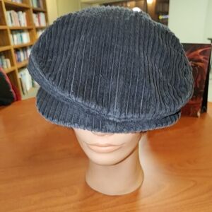 Vtg Nike Corduroy Embroidered Swoosh Black Newsboy Flat Cap Hat